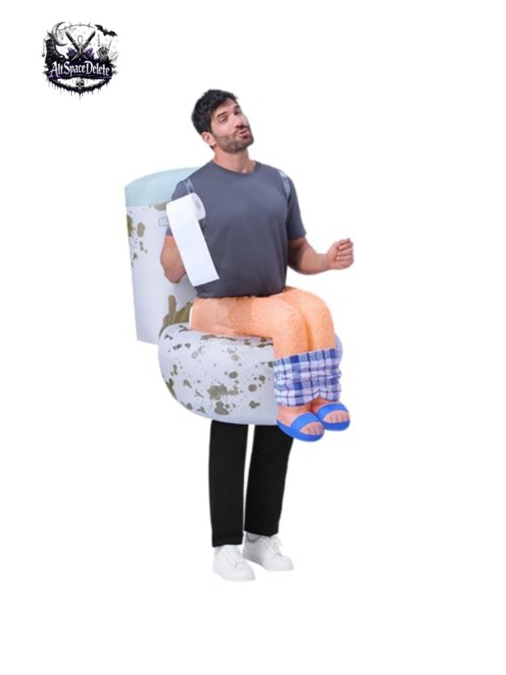 Adults Inflatable Toilet Costume Halloween Blow Up Suit Cosplay Party